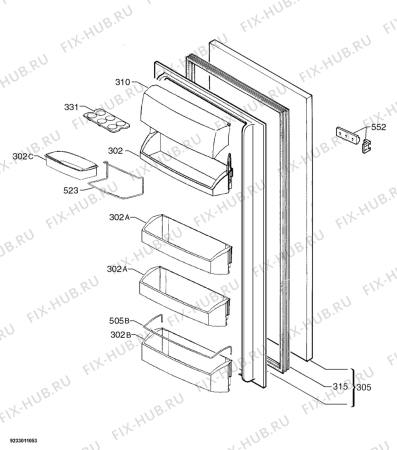 Взрыв-схема холодильника Aeg Electrolux SK71240-5I - Схема узла Door 003